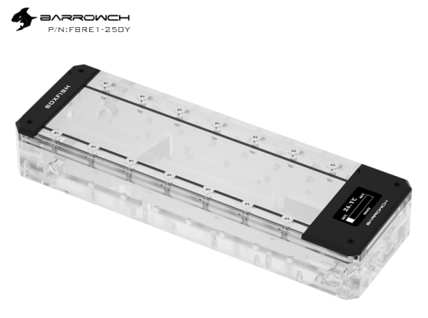 Barrowch 250mm Boxfish Series Acetal Box Reservoir with OLED Display & D-RGB - LED FBRE1 - Black