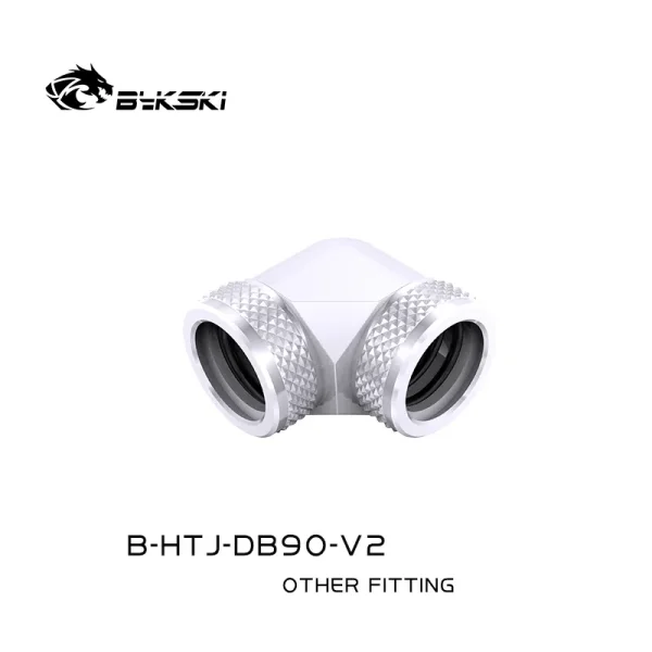 Bykski B-HTJ-DB90-V2 Fine Diamond Pattern 90 Degree Double End Quick Screw G1/4 Thread 4 Layer Seal-WHITE