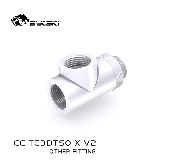 Bykski CC-TE3DTSO-X-V2 rotating three-way three-way fine T-split external tooth joint G1/4 grain white