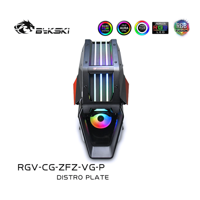Bykski Distro Plate For COUGAR CONQUER 2 - PMMA w/ 5v Addressable RGB - RGV-CG-ZFZ-VG-P - Image 3