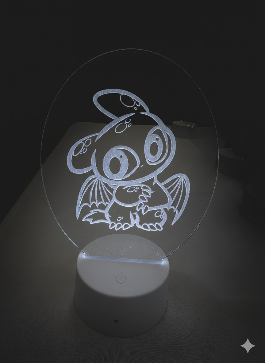 Lampe LED Gravée au Laser - Krokmou1